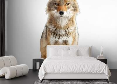 [Transparent Background PNG]A coyote sits on a white background Wall mural